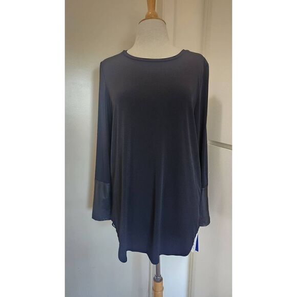 Peter Nygard Knit Black/Black Tunic Length Long Sleeve Pullover, NWT, M - Picture 1 of 10